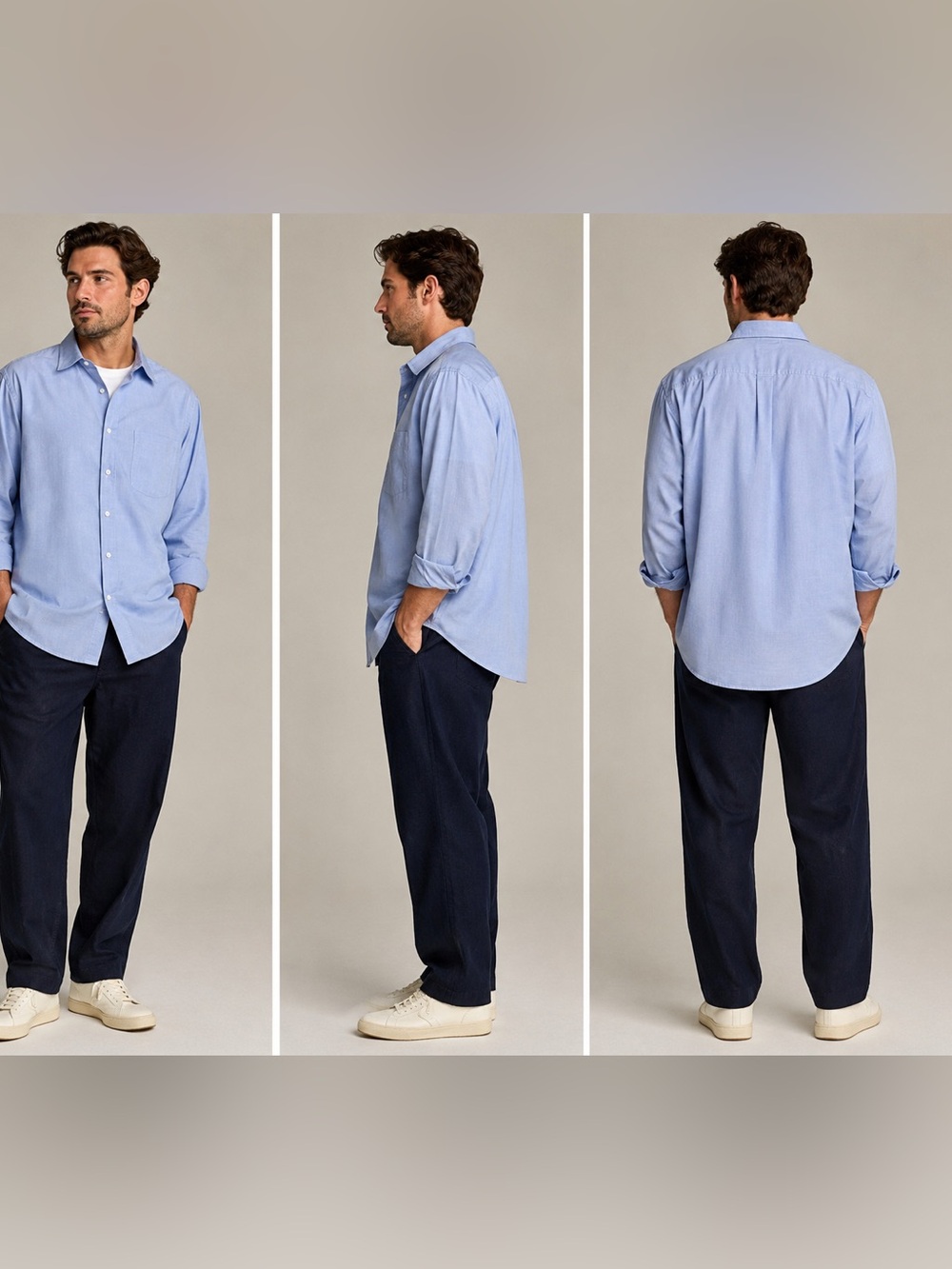 J.Crew Crosby Men’s L Blue 120’s 2-Ply Cotton Long Sleeve Button Up Shirt